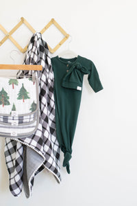 Baby Organic Knotted Gown + Top Knot Hat - Forest