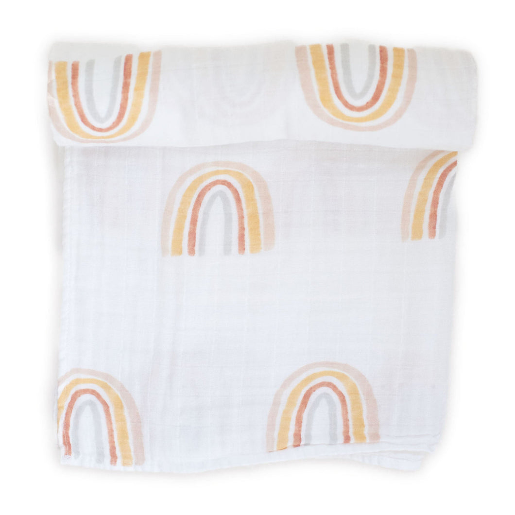 Organic Muslin Gauze Swaddle Blanket - Rainbow